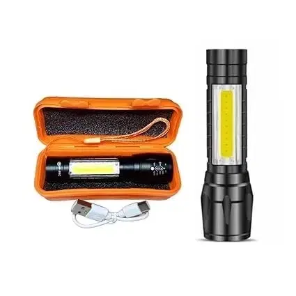Usb Type-C Rechargeable Mini Flashlight, Cob Side Light, 3 Modes