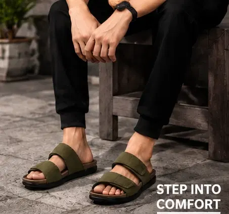 Solid Sliders for Men (Green, 6)