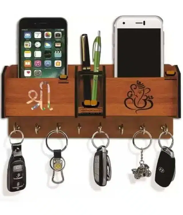 Vivek Homesaaz Handicraft Wooden Key Holder, Brown