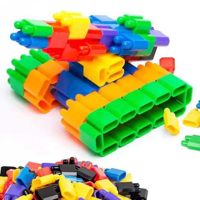 Plastic Educational Bullet 200 Pcs Building Blocks Toy Set for Kids, Multicolor