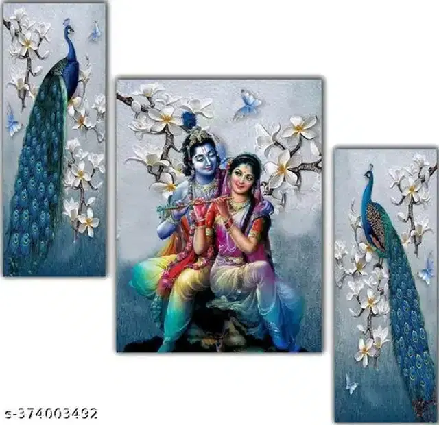 Wooden UV Coated Digital Painitings, Multicolor, 12x18 inches, Pack of 3