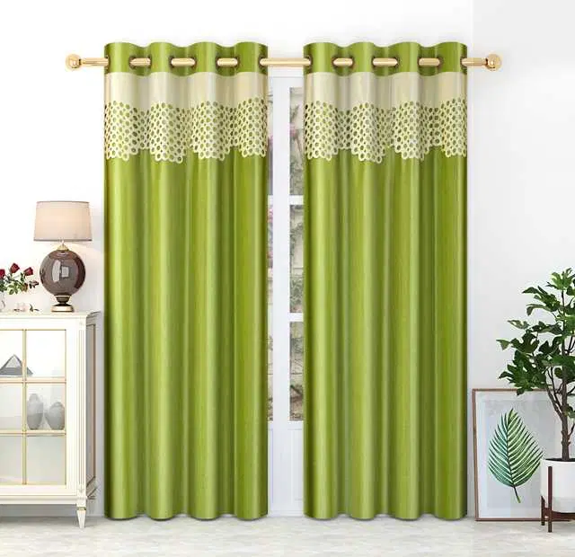 Homefab Polyester Curtains, Green, 7 Feet, HF-241