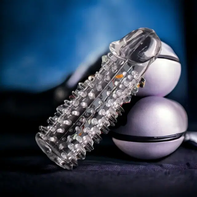 A R Silicone Crystal Dotted Condom for Men, Transparent