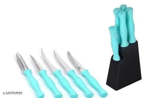 Plastic Knife Set with Stand, Assorted, Set of 1