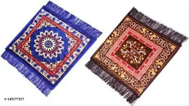 Velvet Pooja Mats for Home, Multicolor, Pack of 2