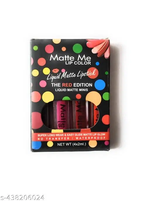 Liquid Lipstick for Women, Multicolor, Pack of 4