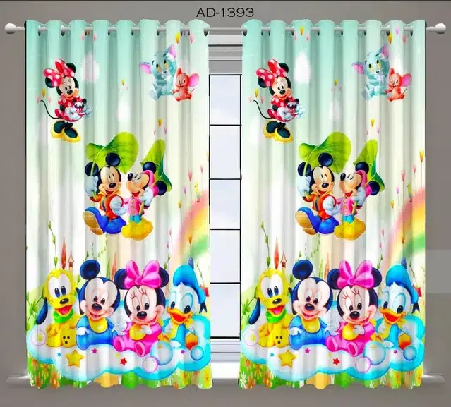 Polyester Printed Door & Window Curtains, Multicolor, 7 feet