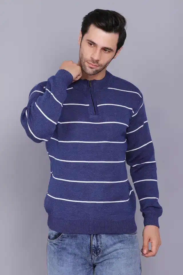 Full Sleeve Sweater for Men (Dark Blue, L) (J15)