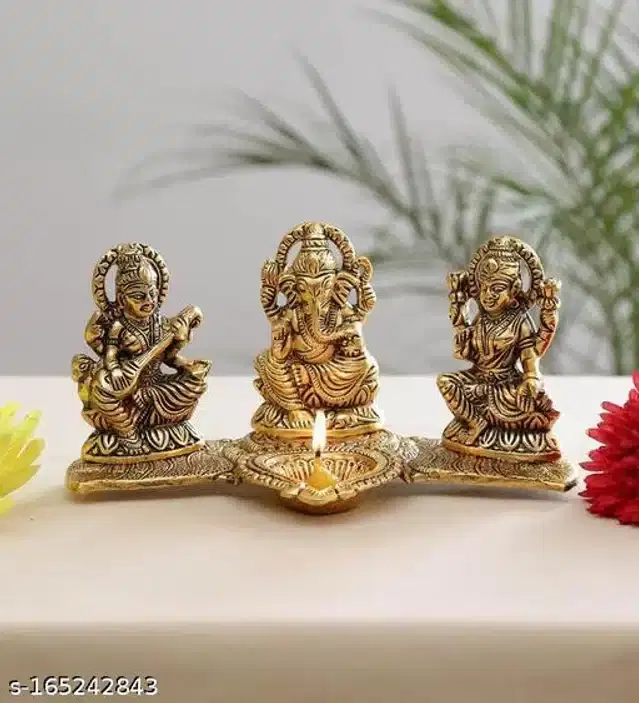 Laxmi Ganesh Saraswati Idol, Brass