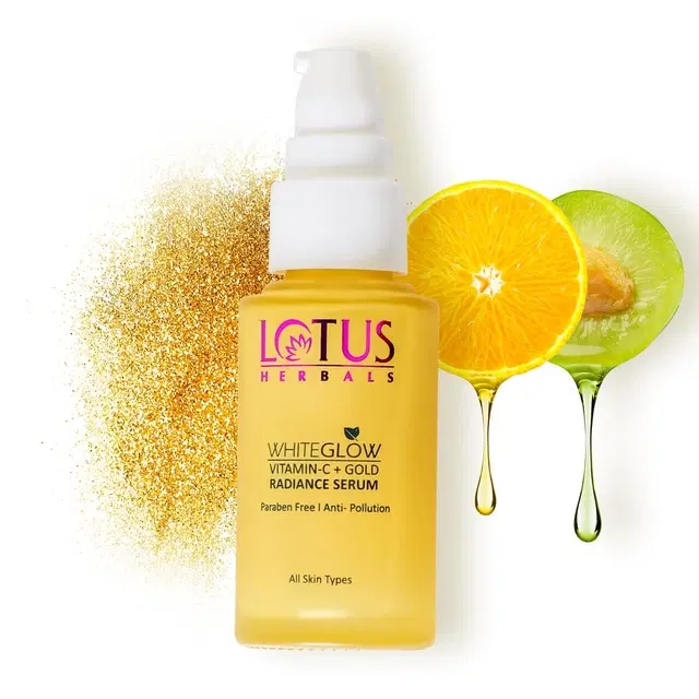Lotus Herbals WhiteGlow Vitamin C and Gold Radiance Face Serum| For Dull & Dry Skin | 30ml