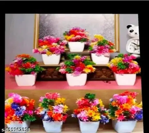 Plastic Artificial Flowers, Multioclor, Pack of 10