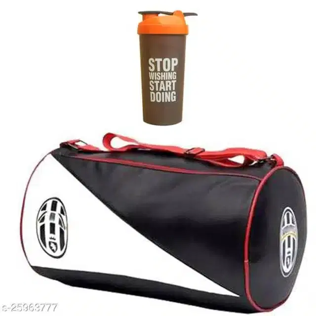 Combo of Gym Bag with Shaker Bottle, 600 ml, Multicolor, Set of 2