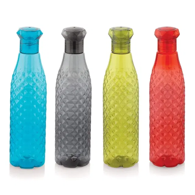 Plastic Water Bottle, Multicolor, 1000 ml, Pack of 4