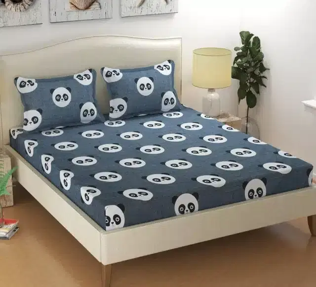 Glace Cotton Printed Double Bedsheet with 2 Pillow Covers, Multicolor, 90x90 Inches