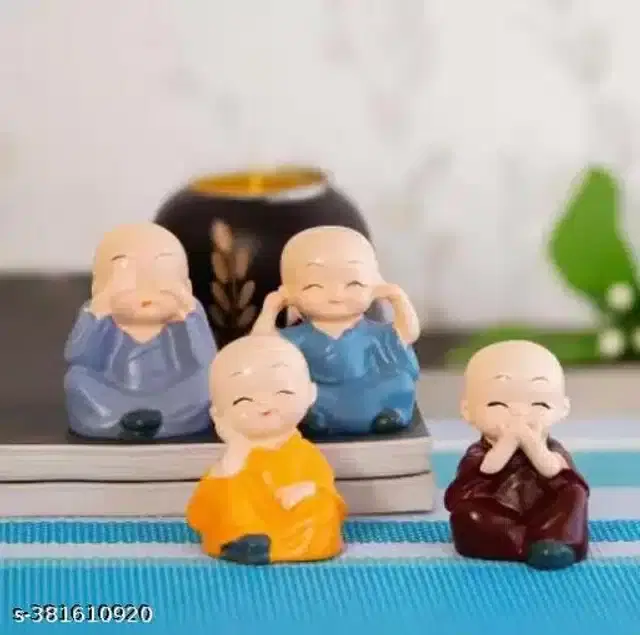 Porcelain Baby Monks Showpieces, Multicolor, Set of 4
