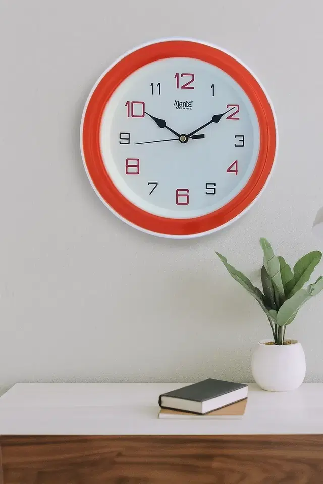 Khatu Crafts AJANTA 2147 RED Analog Wall Clock, Plastic, 203.5 X 35 X 203.5 MM