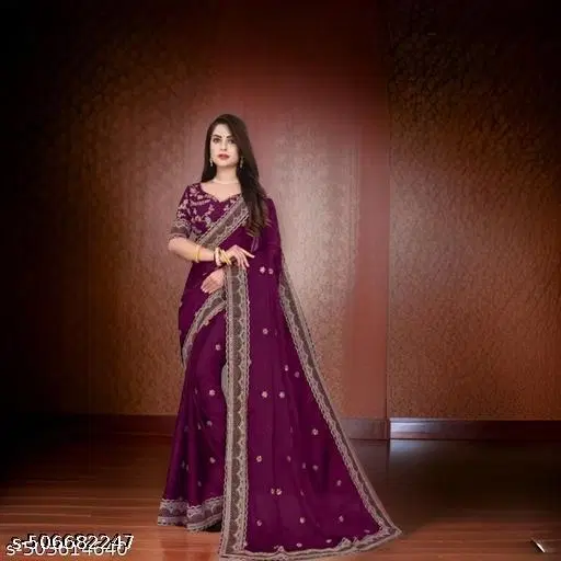 Georgette Saree for Women, Purple (5.5 M)