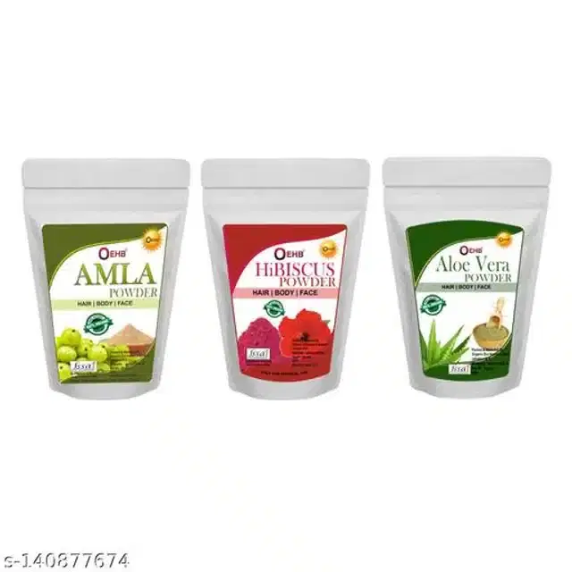 OEHB Amla with Hibiscus & Aloevera Leaf Powder, 50 g, Pack of 3