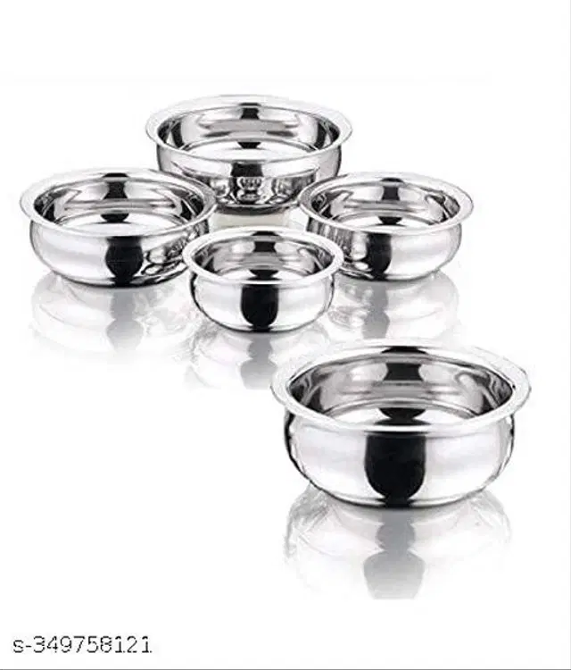 Stainless Steel Copper Bottom Handi Pot Set, Silver, Set of 5