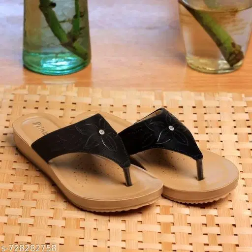Inblu Flip-flops for Women (Black, 3)