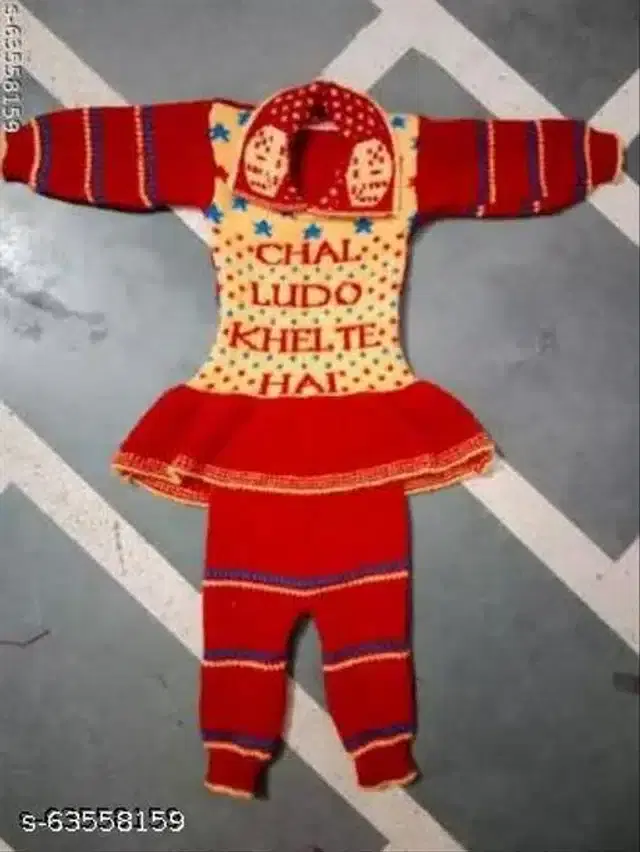 Woolen Sweater & Pant for Girls (Multicolor, 3-6 Months)