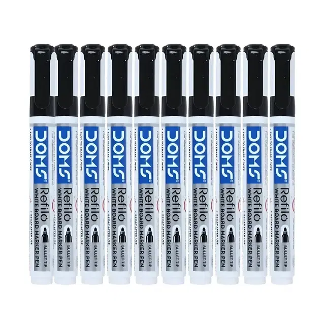 DOMS Refilo White Board Marker, Pack of 10, Black