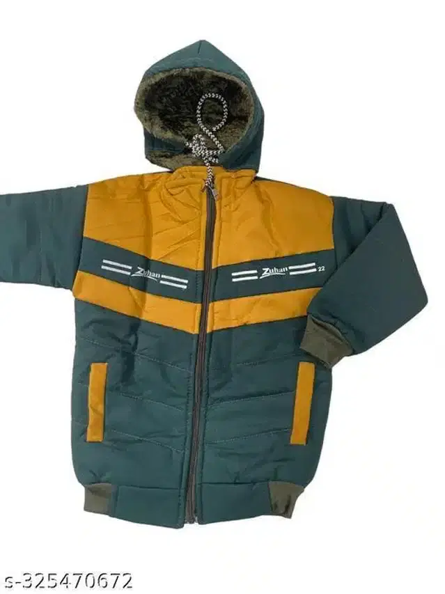 Linen Jacket for Boys (Green & Yellow, 3-4 Years)