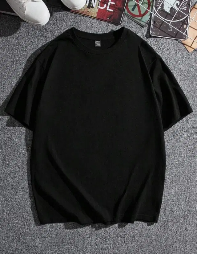 Cotton Blend Solid T-Shirt for Men, Black (S)