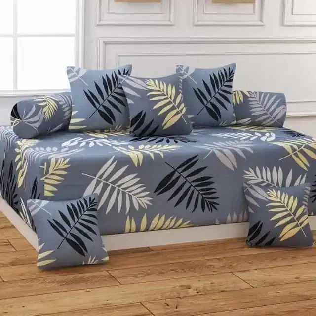 Adirav Polycotton Feel Single Bed Sheet, 2 Bolster covers & 5 Cushion Covers, Grey, ADRV-DW-63