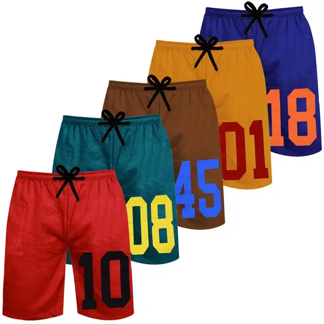 Cotton Shorts for Boys, Pack of 5 (Multicolor, 4-5 Years)