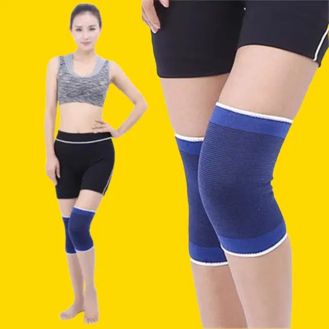 Polyester Solid Knee Sleeves for Women, Blue, Set of 1