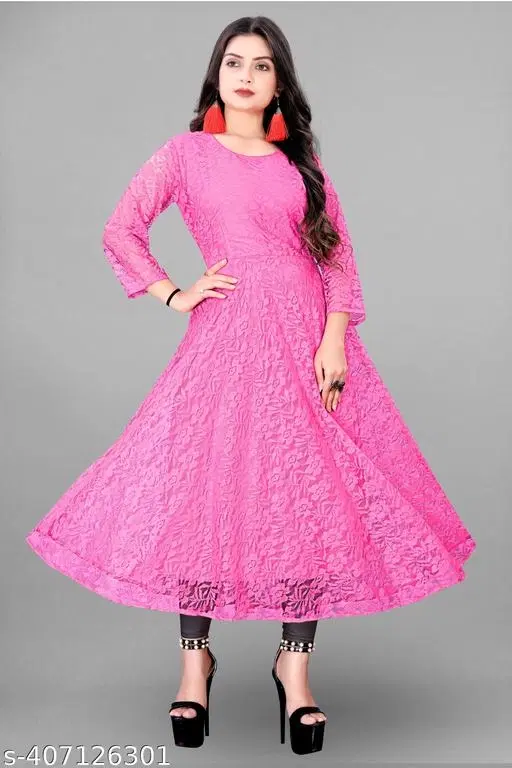Net Gowns for Women,  Pink  (S)