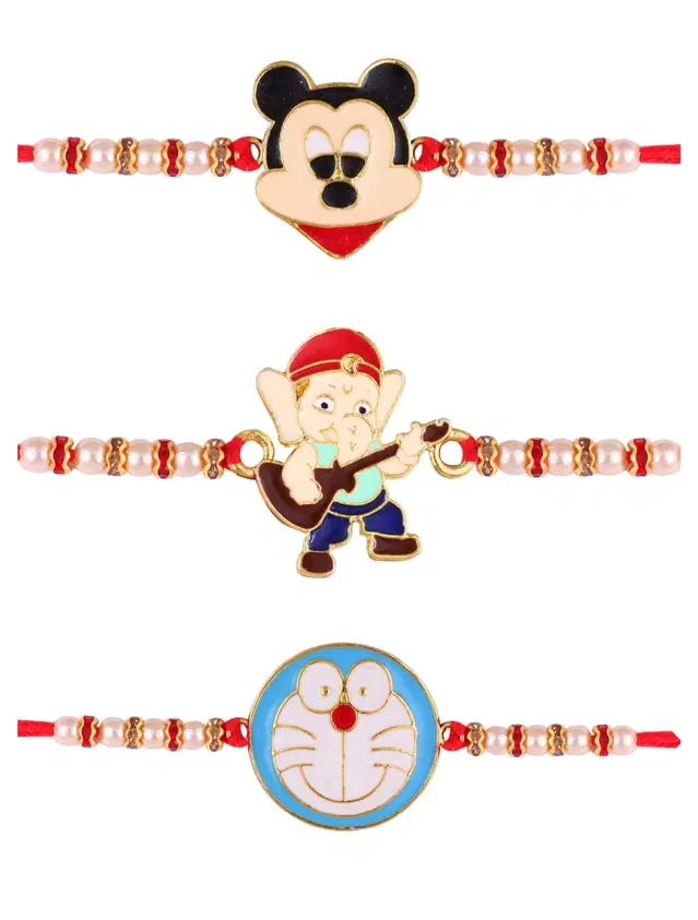 Designer Cartoon Characters Rakhi for Kids, Multicolor, Pack of 3