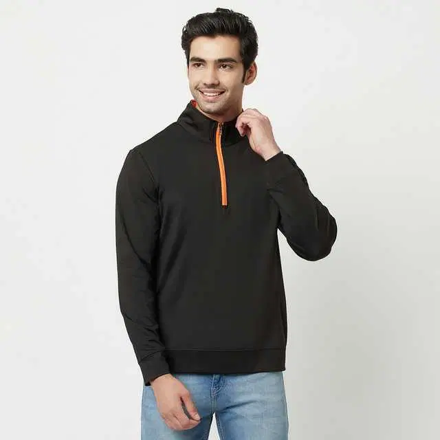 Glito Men Stretchable Regular Fit Gym Wear Jacket (Black, M) (GI-8)