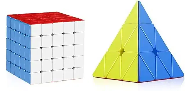 5x5 Rubik's Cube & Pyramid Cube, Multicolor, Pack of 2