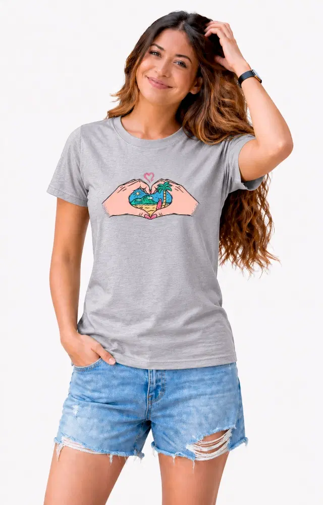 Casual Cotton Blend Tshirts for Women (Grey, S)