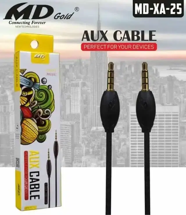 MD Gold Aux Cable Black AX-25