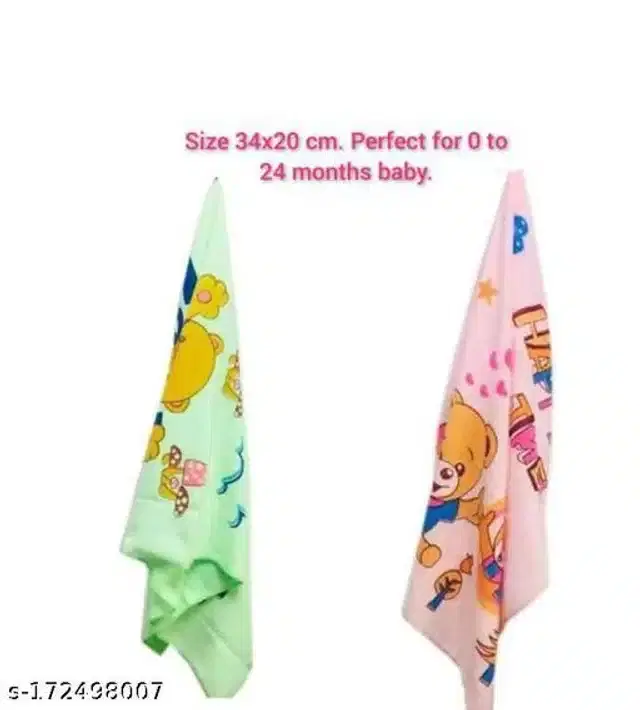 Extra Soft Bath Towel for Baby, Green & Pink, Pack of 2