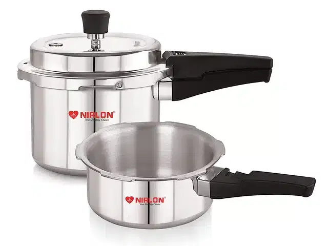 Nirlon Induction Bottom Aluminium Outer Lid Pressure Cooker, Silver, 3 L