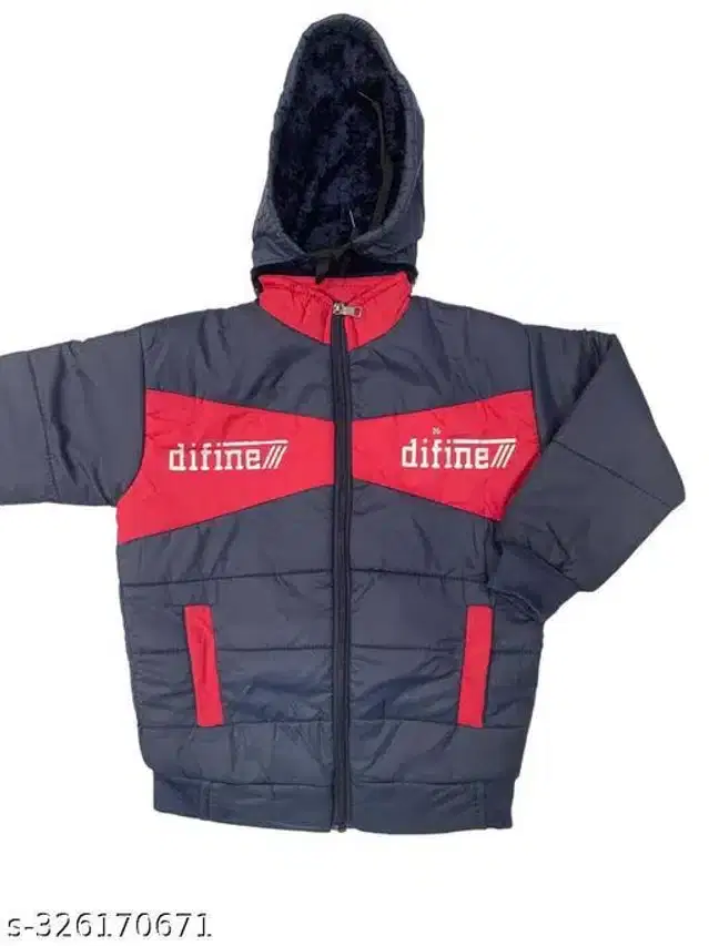 Woolen Jacket for Boys (Red & Navy Blue, 2-3 Years)