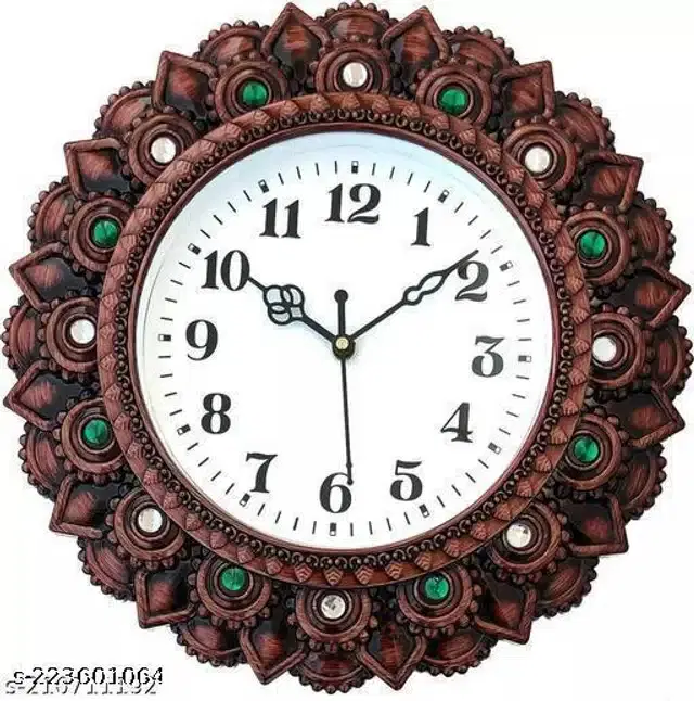 Designer Analog Wall Clock, Brown & White