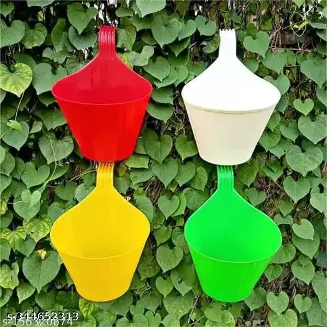 Plastic Hanging Planters, Multicolor, Pack of 4