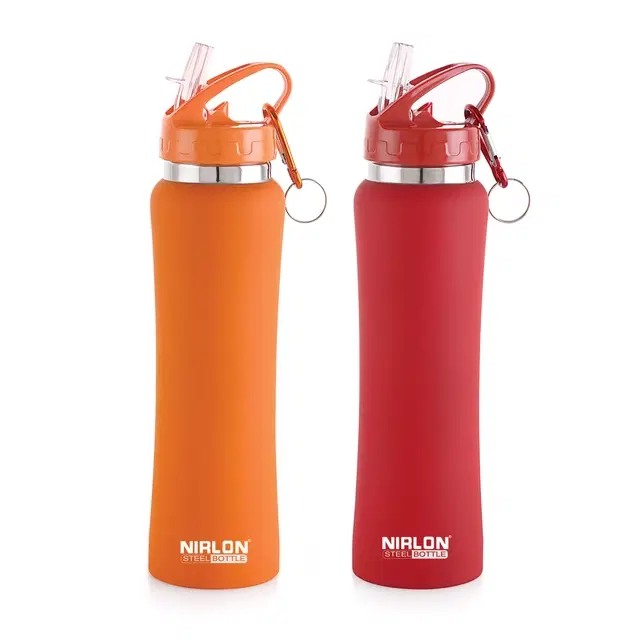 Nirlon Stainless Steel Sipper Water Bottle, Multicolor, 750 ml, Pack of 2