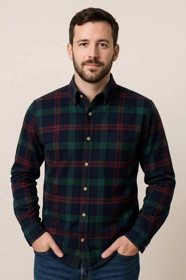 Cotton Blend Checkered Shirt for Men, Multicolour (XL)