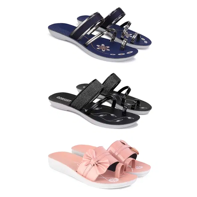 Flats for Women, Set of 3 (Multicolor, 5)