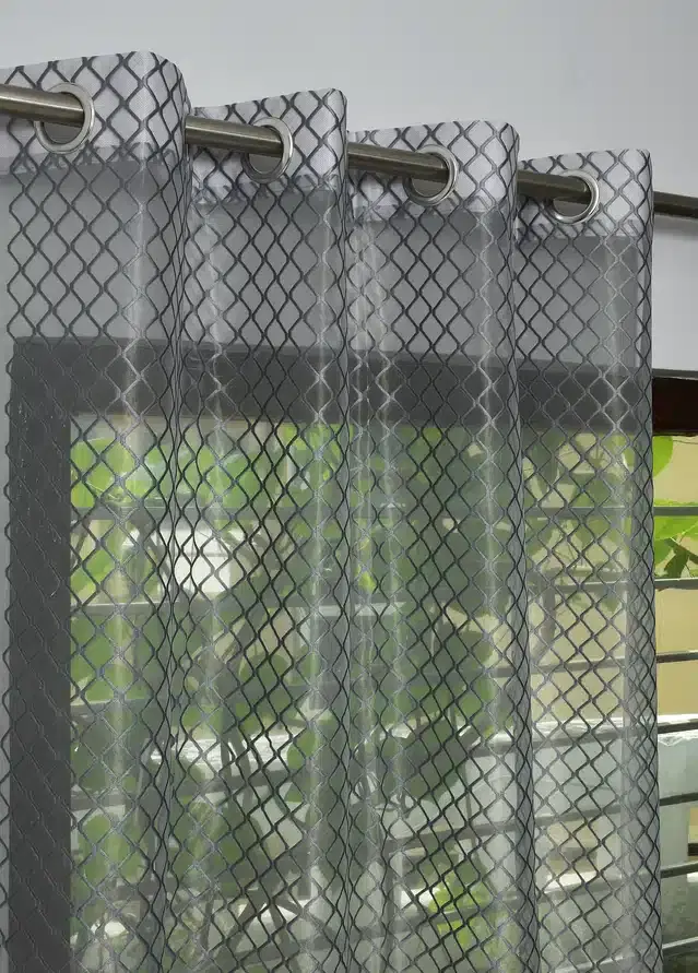 Netted Window & Door Curtains, Pack of 2, Grey, 5 feet