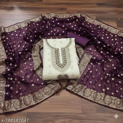 Embroidered Floral Patiala for Women (6.45 meter (XL)) (7.05 meter (4XL)