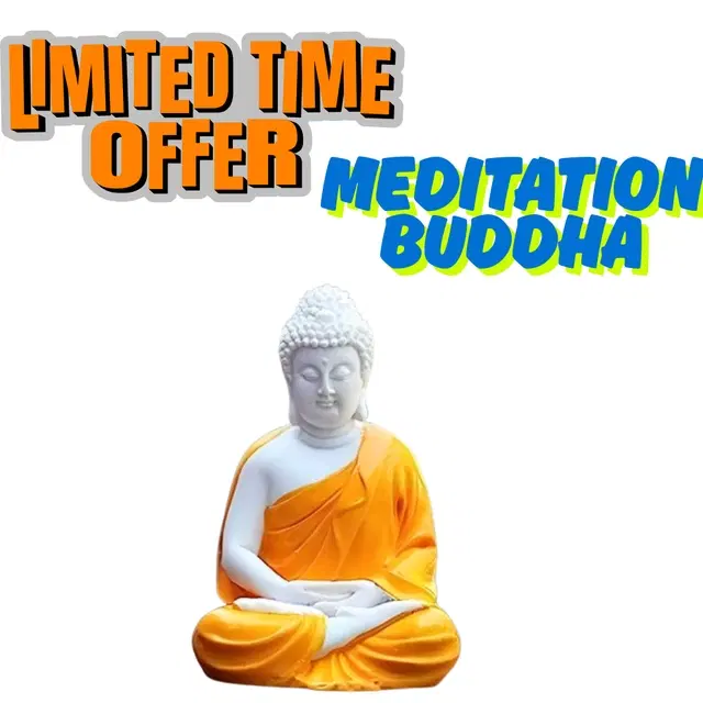 Poly Resin Lord Gautam Buddha Idol, Orange