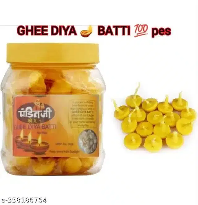 Pandit Ji 101 Pcs Cow Ghee Diya Batti, Pack of 1