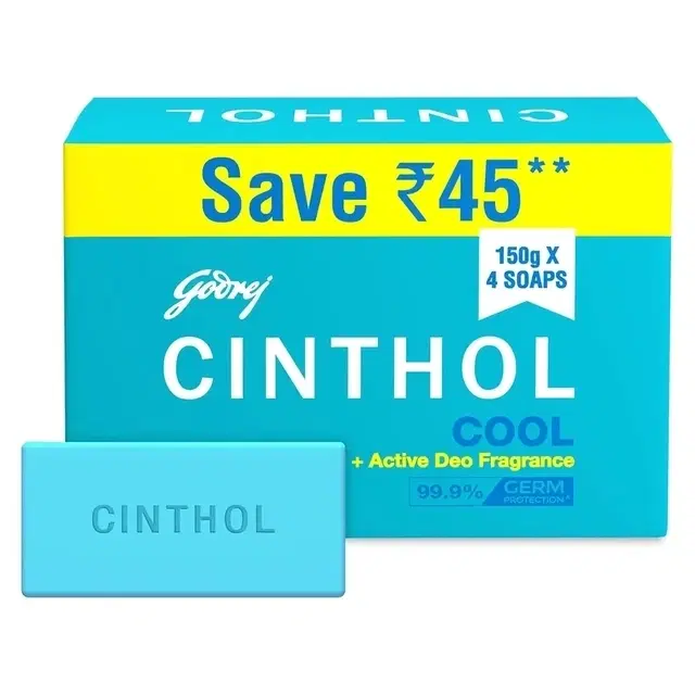 Cinthol Cool Bath Soap 4X150 g (Pack of 4)